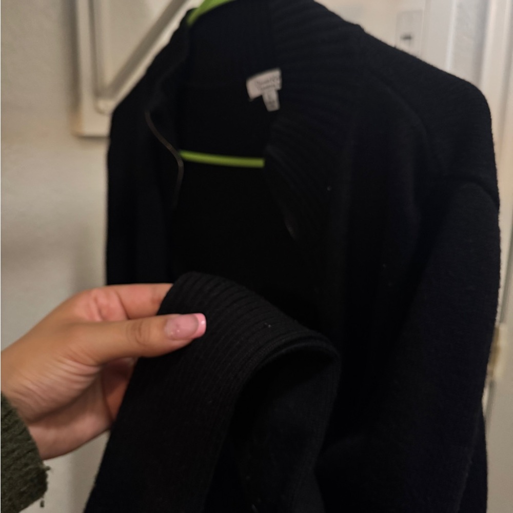 Black Ribbed Cardigan